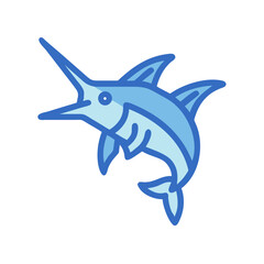 Illustrated cartoon swordfish vector on a black background