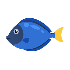Blue and Yellow Tang fish in flat design style