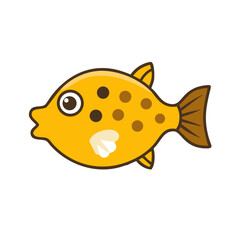 Cartoon Pufferfish Illustration with Simple Design and Bright Colors