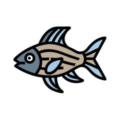 Stylized Fish Icon Vector with Light Blue Accents