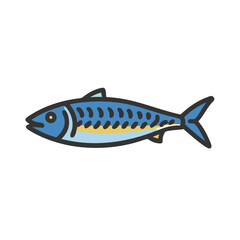Isolated illustration of a mackerel fish on black background