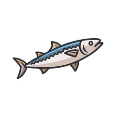Cartoon mackerel illustration swimming against black background vector image