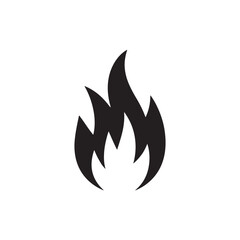 Black Fire Flame Icon Silhouette on White Background
