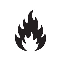 Black Fire Flame Icon Silhouette on White Background