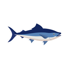 Blue marlin illustration on black background flat vector style