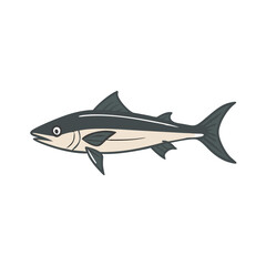 Cartoon barracuda fish illustration on solid black background
