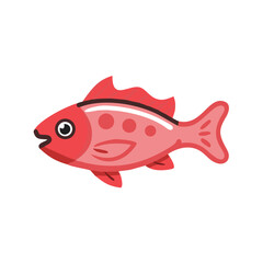 Simple coral fish swimming in black water illustration design