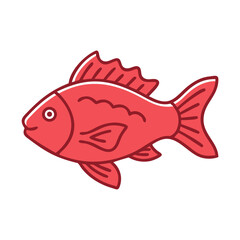 Stylized Red Fish Illustration on Black Background