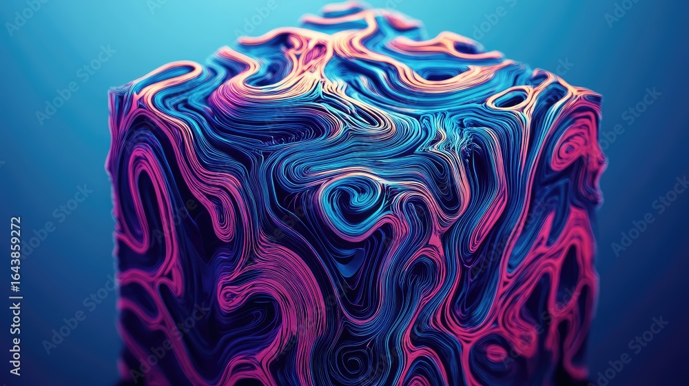 Poster design pulsating 3d cube