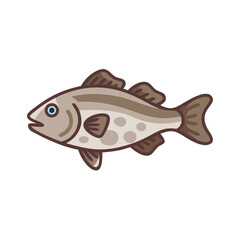 Simple spotted fish illustration on a black background