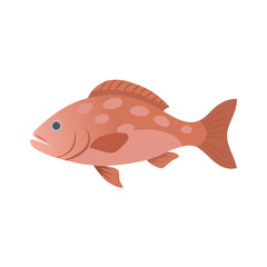Illustration of an Orange Spotted Fish Swimming on Black Background