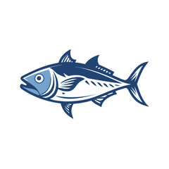 Stylized blue tuna fish illustration on black background