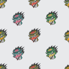 Seamless Kappa Mask Pattern in retro style