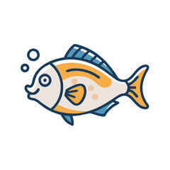 Naklejka premium Cheerful cartoon fish illustration swimming with bubbles, isolated image