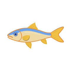 Stylized illustration of a freshwater fish swimming, black background