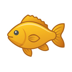 Isolated cartoon golden fish on black background illustration style