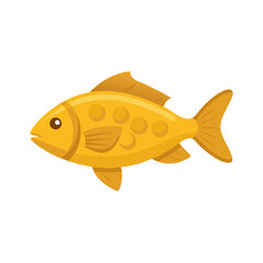 Cartoon golden fish swimming on black background illustration