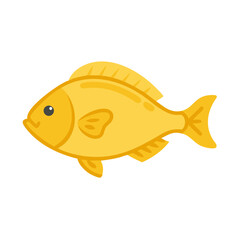 Golden fish cartoon illustration on black background stock image