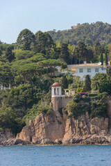 View from the sea towards botanic garden Marimurtra, Costa Brava.