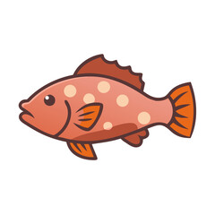 Cartoon Spotted Fish Illustration on Isolated Background