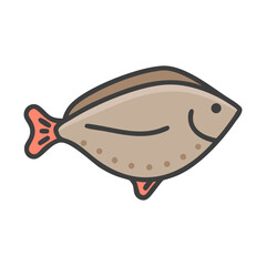 Illustration of a cartoon fish on a black background