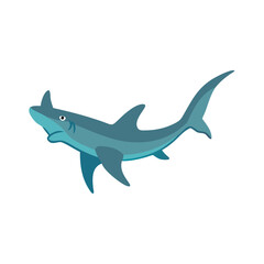 Obraz premium Cartoon bull shark swimming in the ocean on black