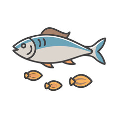 Illustration of a fish with smaller fish swimming below
