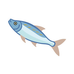 Flat Design Fish Illustration Isolated on a Black Background