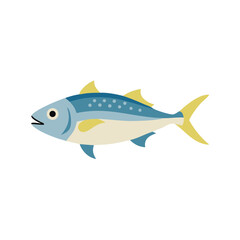 Flat illustration of a tuna fish on black background