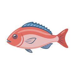Vector illustration of a red fish on black background