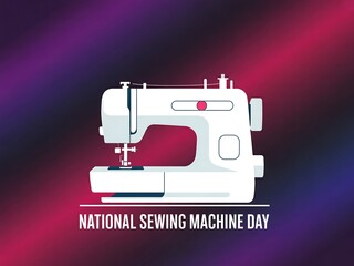 Celebrate national sewing machine day with a classic white sewing machine illustration