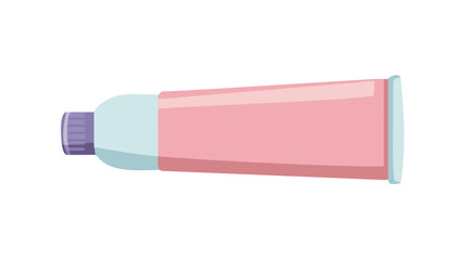 Pink and blue toiletry tube with purple cap