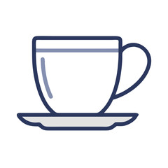 Simple blue coffee cup and saucer icon