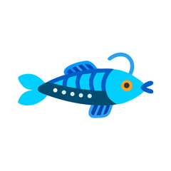 Cartoon Anglerfish Illustration Against Black Background Stock Image