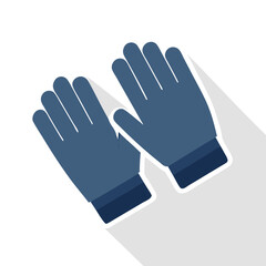 Pair of blue winter gloves with long cuffs