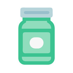 Green medicine jar icon with white circle label