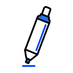 Simple blue icon of a crutch on a black background