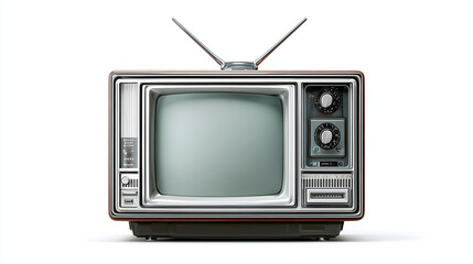Vintage Television Set on White Background