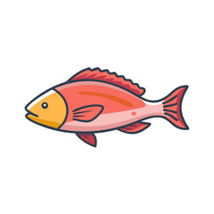 Cartoon fish illustration, vibrant colors on a dark background