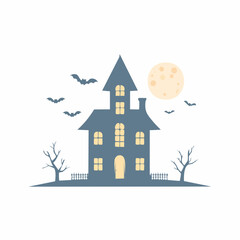 Enchanting Haunted House Silhouette Under a Full Moon