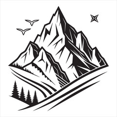 Obraz premium mountain peak logo silhouette vector