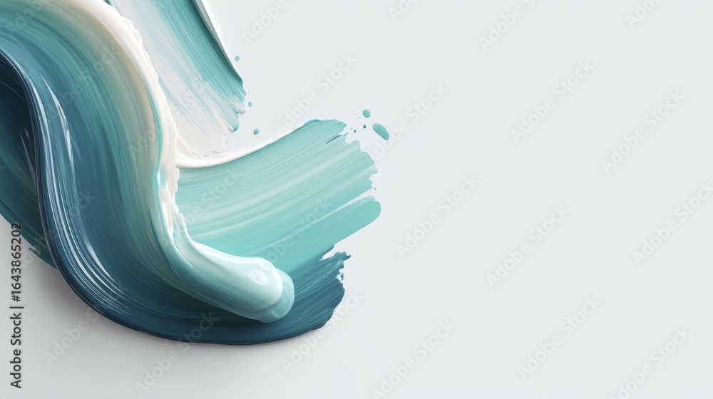 Aufkleber vibrant abstract swirl pattern in teal and white with smooth gradients on a clean white background, 
