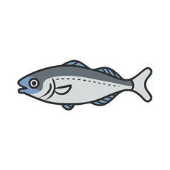 Cartoon fish illustration on a black isolated background