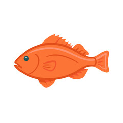 Cartoon Orange Fish Swimming on Black Background Illustration