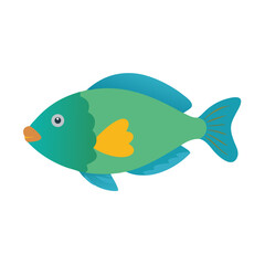 Cartoon fish illustration with vibrant colors on black background
