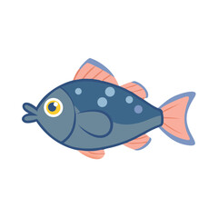Cartoon style fish illustration on a black background