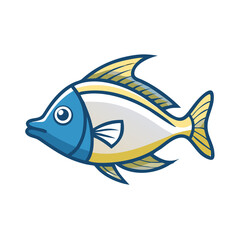 Stylized tropical fish illustration on dark background, side view