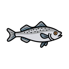 Stylized speckled fish illustration with outlined design on black