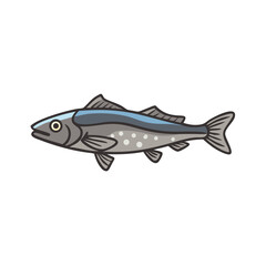 Cartoon fish illustration on black background digital rendering