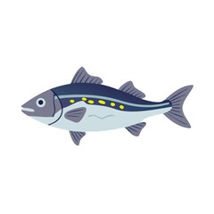 Illustration of a simple blue fish on black background
